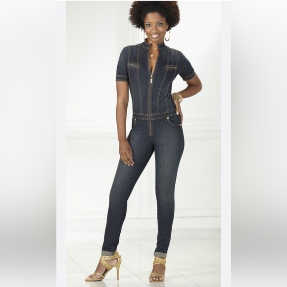 COPY - Baby Phat Y2K Denim Gold Zipper- Back Corseted Tie size 5 - Picture 1 of 13